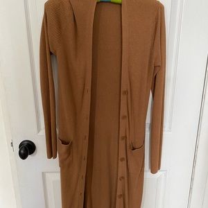 Camel long line cardigan dress